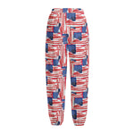 Abstract American Flag Print Fleece Lined Knit Pants