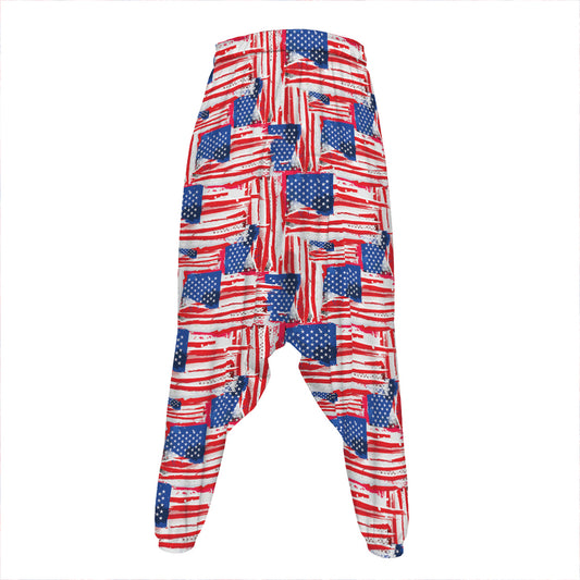 Abstract American Flag Print Hammer Pants