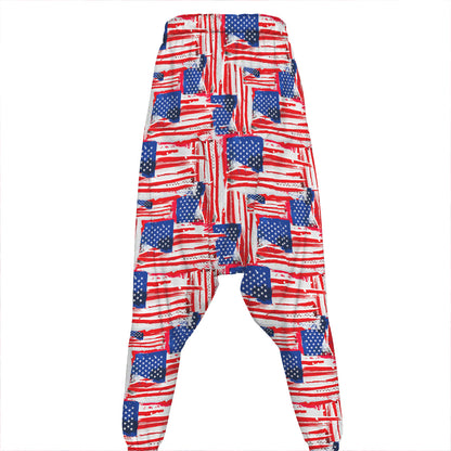 Abstract American Flag Print Hammer Pants