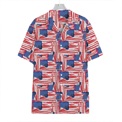 Abstract American Flag Print Hawaiian Shirt