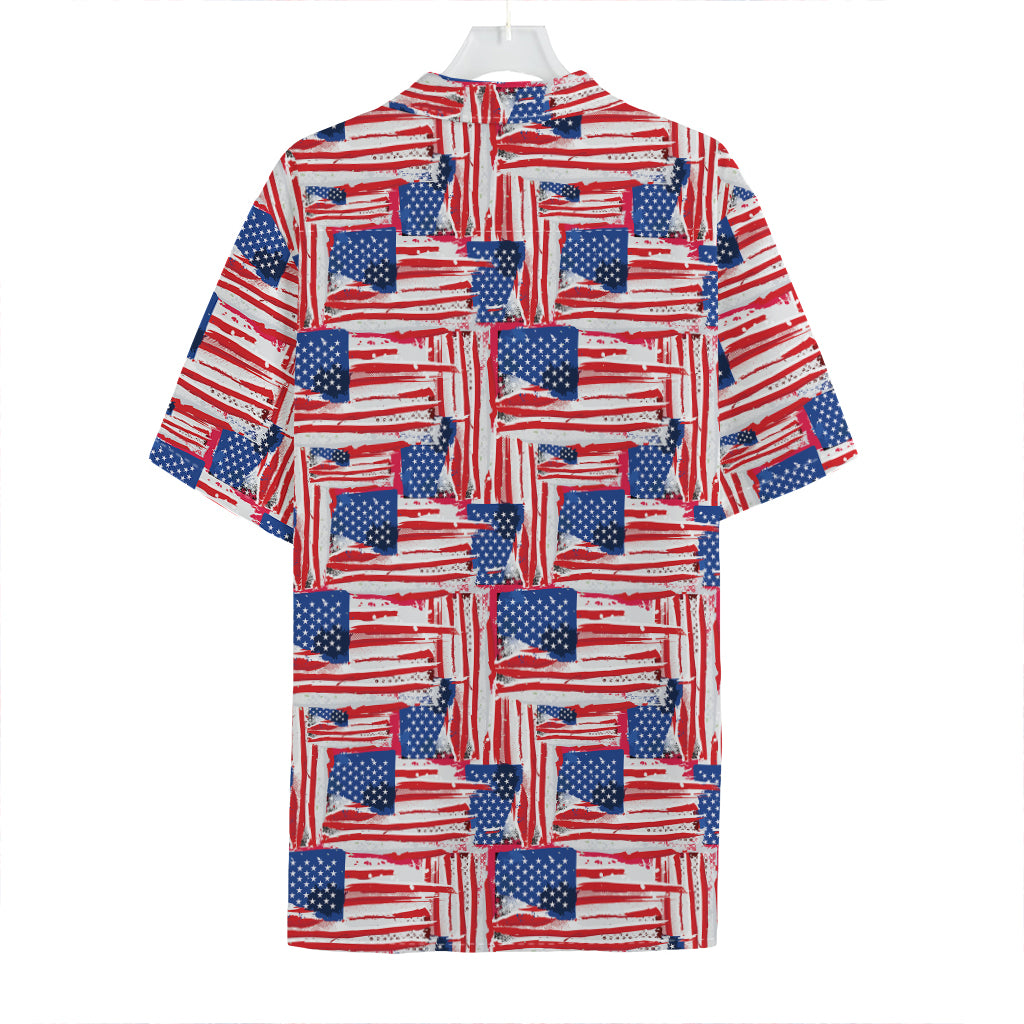 Abstract American Flag Print Hawaiian Shirt