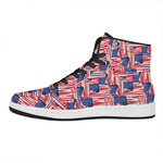 Abstract American Flag Print High Top Leather Sneakers