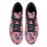 Abstract American Flag Print High Top Leather Sneakers