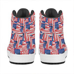 Abstract American Flag Print High Top Leather Sneakers