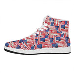 Abstract American Flag Print High Top Leather Sneakers