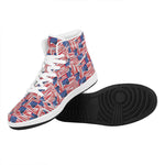 Abstract American Flag Print High Top Leather Sneakers