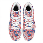 Abstract American Flag Print High Top Leather Sneakers