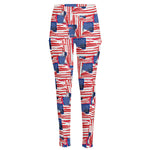 Abstract American Flag Print High-Waisted Pocket Leggings