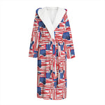 Abstract American Flag Print Hooded Bathrobe