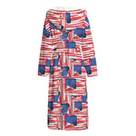 Abstract American Flag Print Hooded Bathrobe