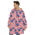 Abstract American Flag Print Hoodie Blanket