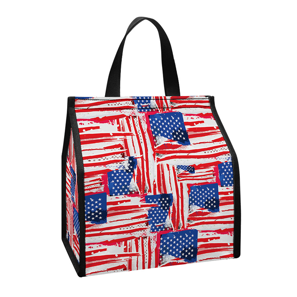 Abstract American Flag Print Insulated Lunch Tote