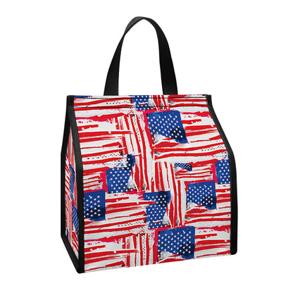 Abstract American Flag Print Insulated Lunch Tote
