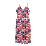 Abstract American Flag Print Jersey Midi Cami Dress