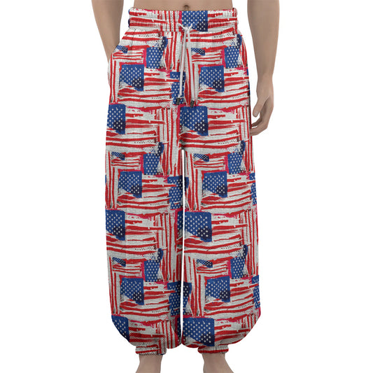 Abstract American Flag Print Lantern Pants