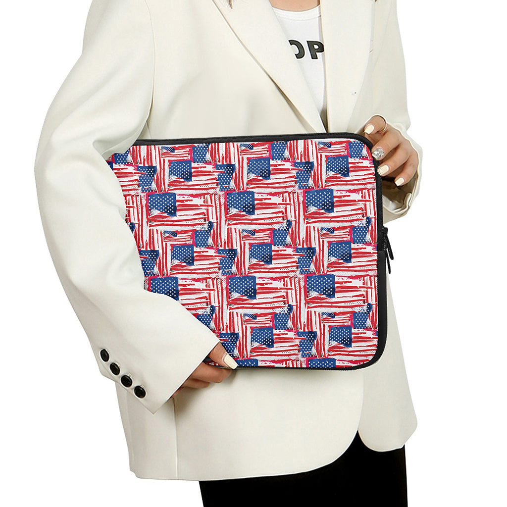 Abstract American Flag Print Laptop Sleeve