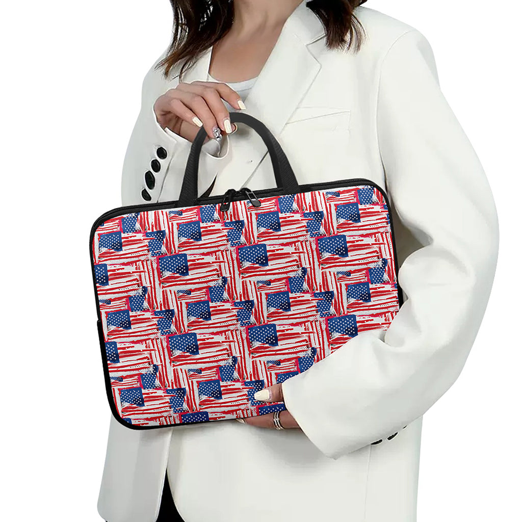 Abstract American Flag Print Laptop Sleeve With Handle