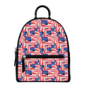 Abstract American Flag Print Leather Backpack