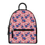 Abstract American Flag Print Leather Backpack
