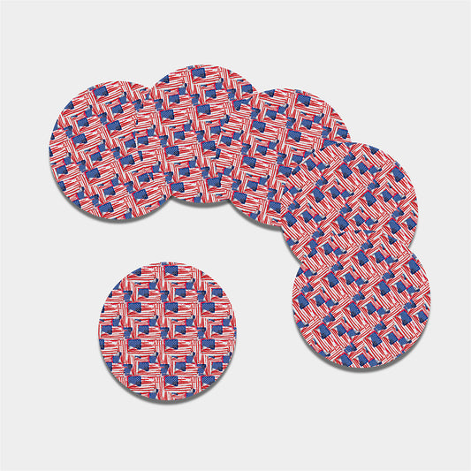 Abstract American Flag Print Leather Coaster Set