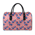 Abstract American Flag Print Leather Duffel Bag