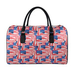 Abstract American Flag Print Leather Duffle Bag