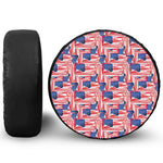 Abstract American Flag Print Leather Spare Tire Cover