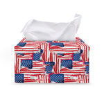Abstract American Flag Print Leather Tissue Box Cover