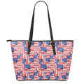 Abstract American Flag Print Leather Tote Bag With Zipper