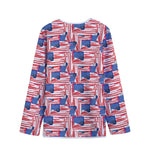 Abstract American Flag Print Long Sleeve Short Coat