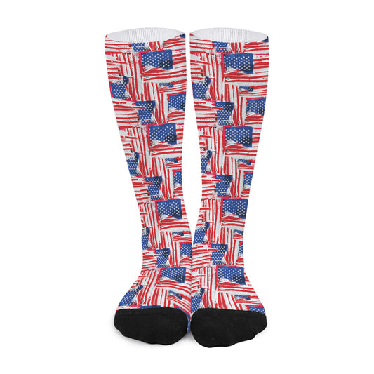 Abstract American Flag Print Long Socks