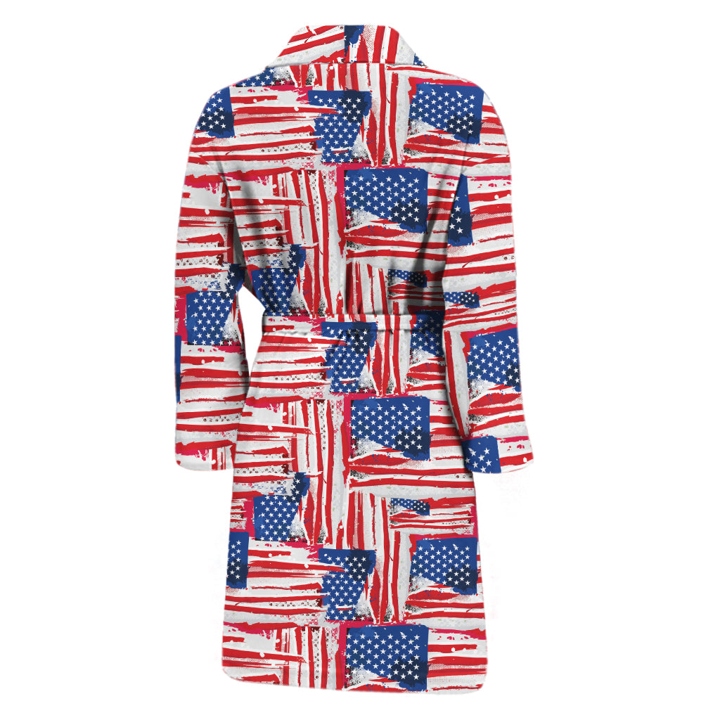 Abstract American Flag Print Men's Bathrobe