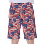 Abstract American Flag Print Men's Beach Shorts