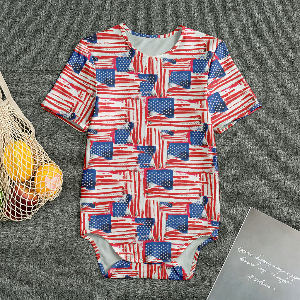 Abstract American Flag Print Men's Bodysuit