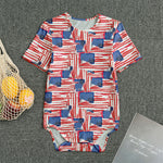 Abstract American Flag Print Men's Bodysuit