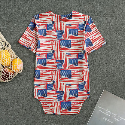 Abstract American Flag Print Men's Bodysuit