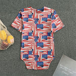 Abstract American Flag Print Men's Bodysuit