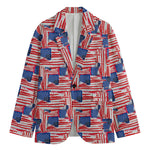 Abstract American Flag Print Men's Cotton Blazer