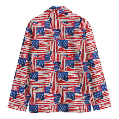 Abstract American Flag Print Men's Cotton Blazer