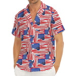 Abstract American Flag Print Men's Deep V-Neck Shirt