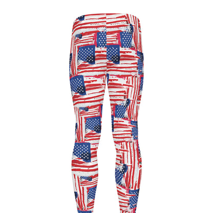 Abstract American Flag Print Men's leggings