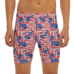 Abstract American Flag Print Men's Long Boxer Briefs