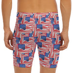 Abstract American Flag Print Men's Long Boxer Briefs