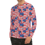 Abstract American Flag Print Men's Long Sleeve Rash Guard