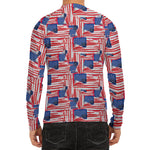 Abstract American Flag Print Men's Long Sleeve Rash Guard
