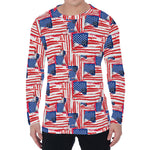 Abstract American Flag Print Men's Long Sleeve T-Shirt
