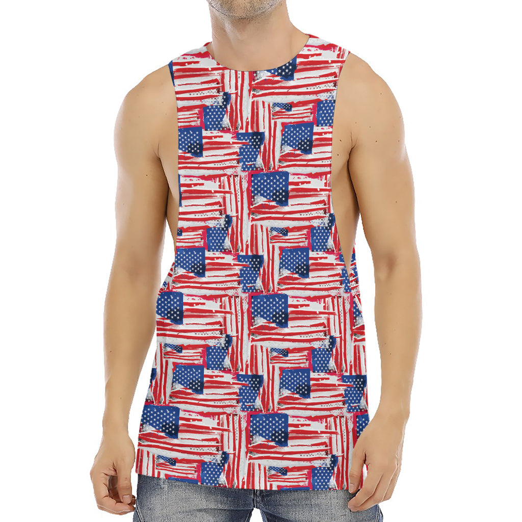 Abstract American Flag Print Men's Muscle Tank Top