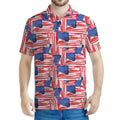 Abstract American Flag Print Men's Polo Shirt