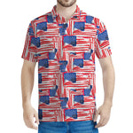 Abstract American Flag Print Men's Polo Shirt
