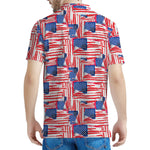 Abstract American Flag Print Men's Polo Shirt